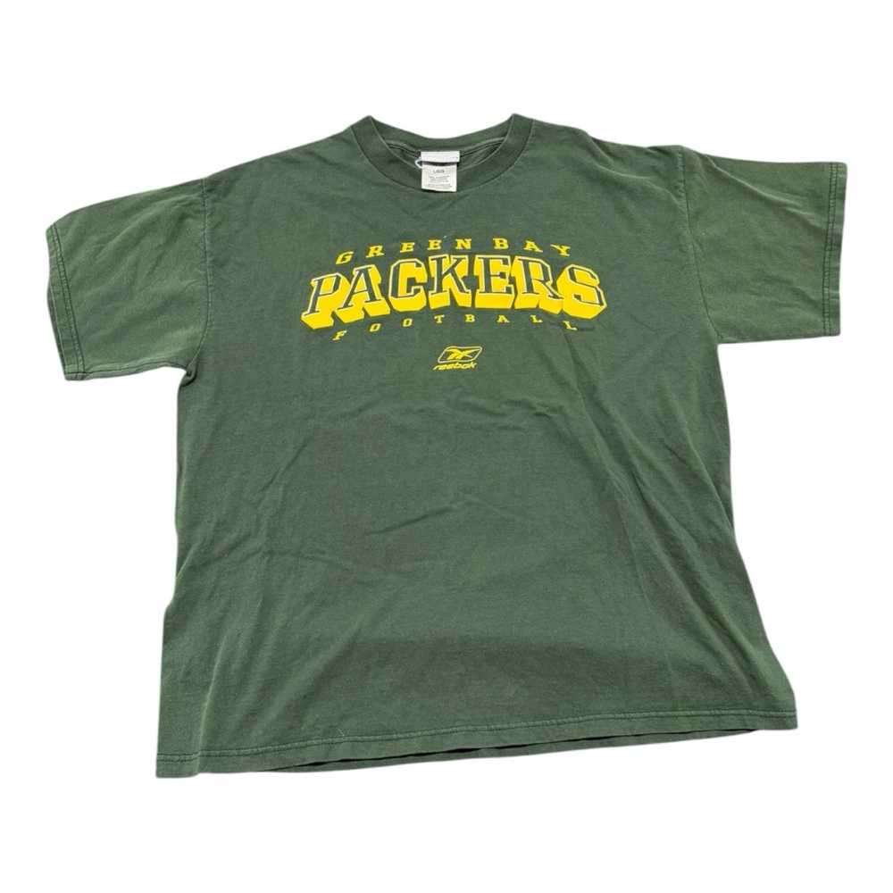 Vintage Reebok Green Bay Packers Spell Out T Shirt